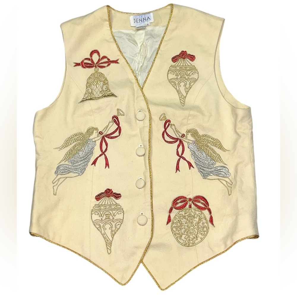 Jenna Women’s Vintage Embroidered Christmas Vest Size S